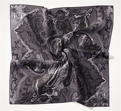 Twill İpek Eşarp Art Desen Antrasit 90x90
