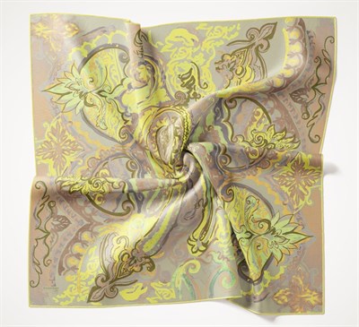 Twill İpek Eşarp Art Desen Çimen Yeşili 90x90