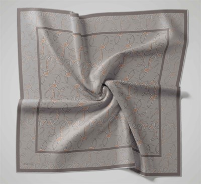 Twill İpek Eşarp Barok Koyu Gri 90x90