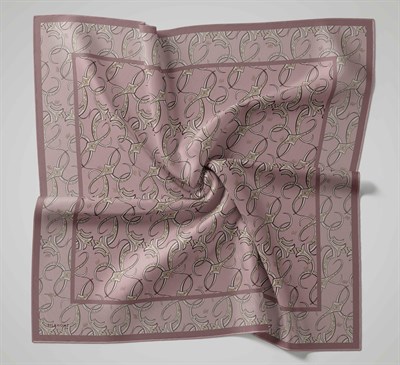 Twill İpek Eşarp Barok Pudra Vizon 90x90