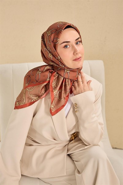 Twill İpek Eşarp Barok Somon 90x90