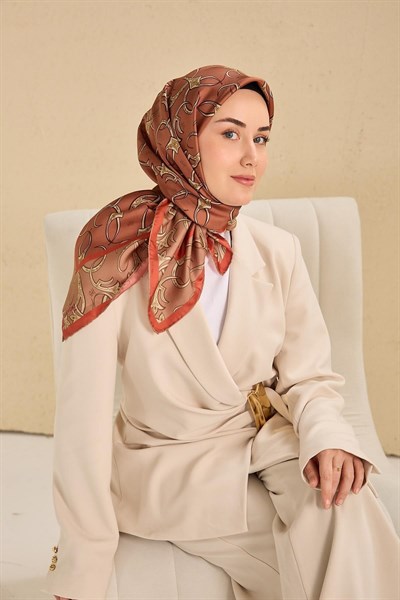 Twill İpek Eşarp Barok Somon 90x90
