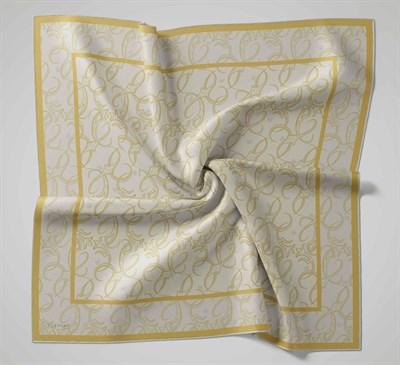 Twill İpek Eşarp Barok Uçuk Sarı 90x90