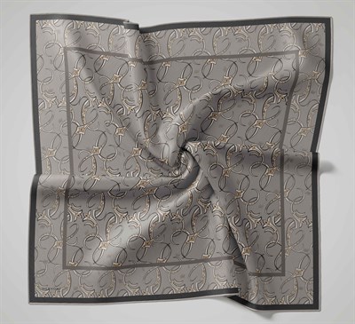 Twill İpek Eşarp Barok Yeşil Gri 90x90