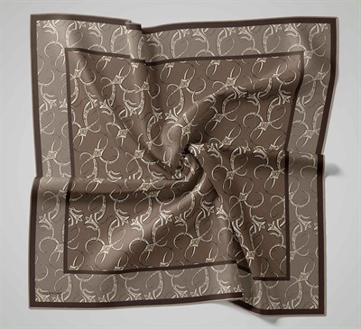 Twill İpek Eşarp Barok Yeşil Kahve 90x90