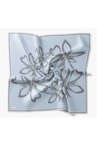 Twill İpek Eşarp Bloom Bebe Mavi