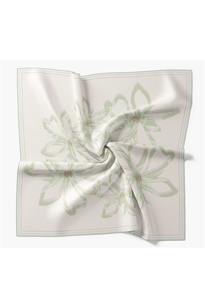 Twill İpek Eşarp Bloom Ekru