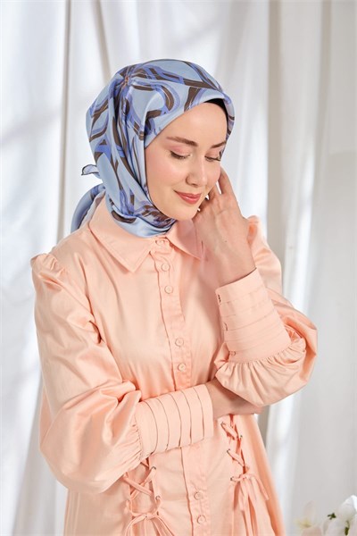 Twill İpek Eşarp Bloom Lila Mavi