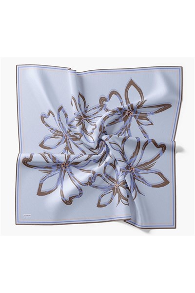 Twill İpek Eşarp Bloom Lila Mavi