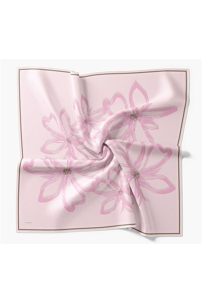 Twill İpek Eşarp Bloom Pembe