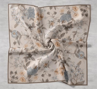 Twill İpek Eşarp Çiçek Rüyası Pastel Sarı 90x90
