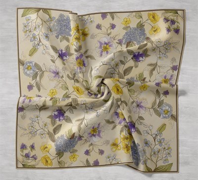 Twill İpek Eşarp Çiçek Rüyası Sarı 90x90