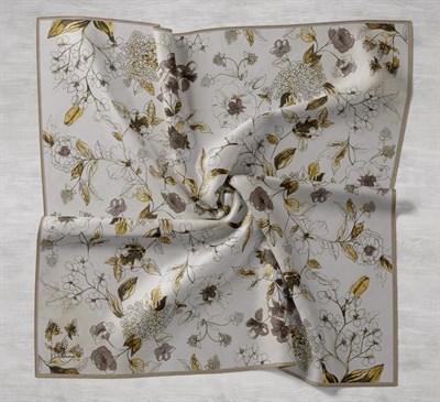 Twill İpek Eşarp Çiçek Rüyası Taş 90x90