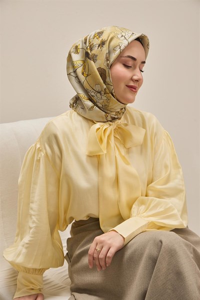 Twill İpek Eşarp Çiçek Rüyası Taş 90x90