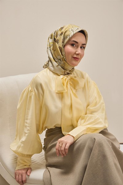 Twill İpek Eşarp Çiçek Rüyası Taş 90x90