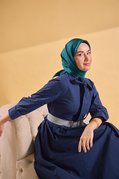 Twill İpek Eşarp Ekose Yeşil