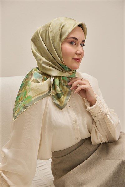 Twill İpek Eşarp Evreka Pastel Yeşil 90x90