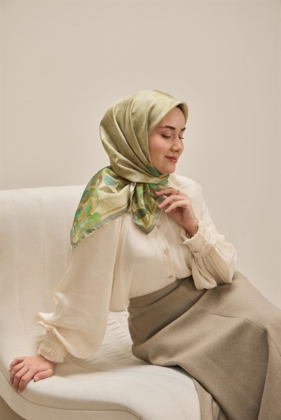 Twill İpek Eşarp Evreka Pastel Yeşil 90x90