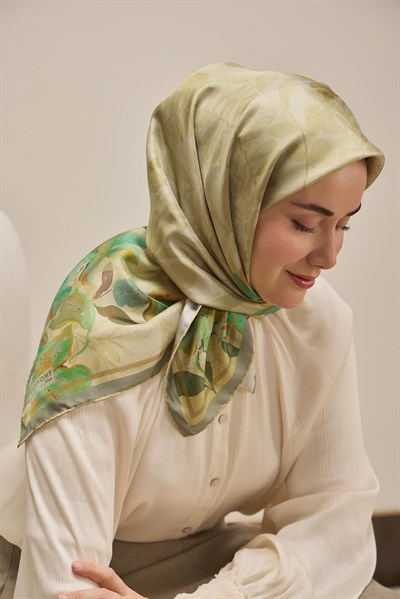 Twill İpek Eşarp Evreka Pastel Yeşil 90x90