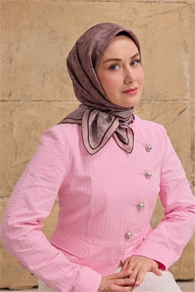 Twill İpek Eşarp Geo Pudra