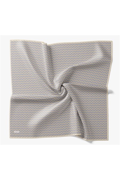 Twill İpek Eşarp Geometric Pattern Gri