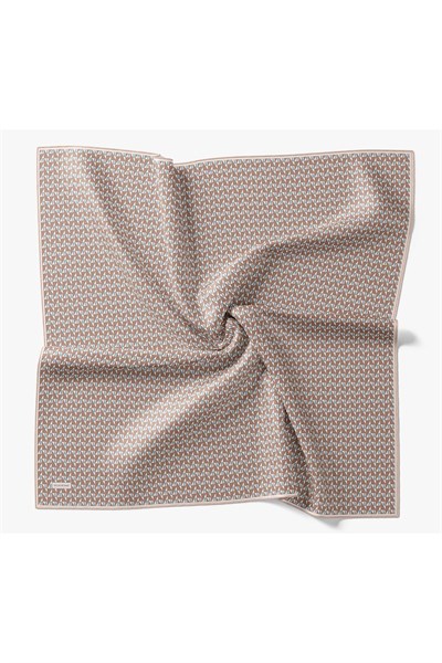 Twill İpek Eşarp Geometric Pattern Kahverengi