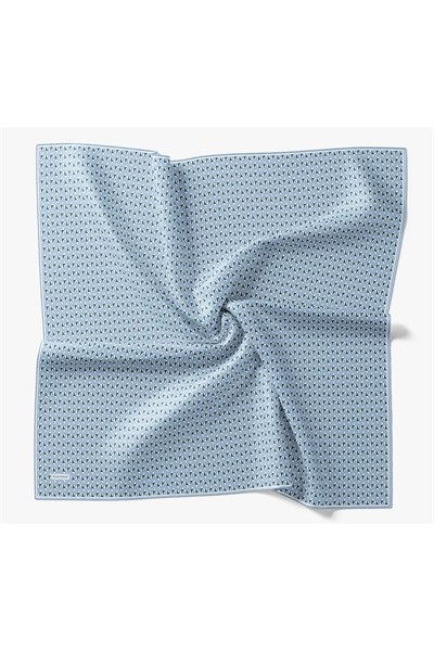 Twill İpek Eşarp Geometric Pattern Mavi