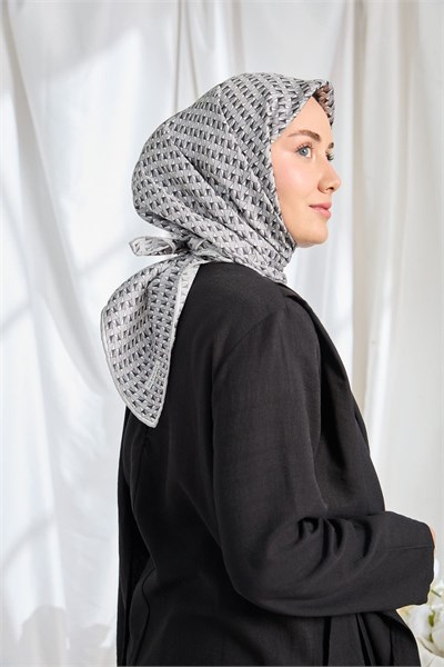 Twill İpek Eşarp Geometric Pattern Siyah