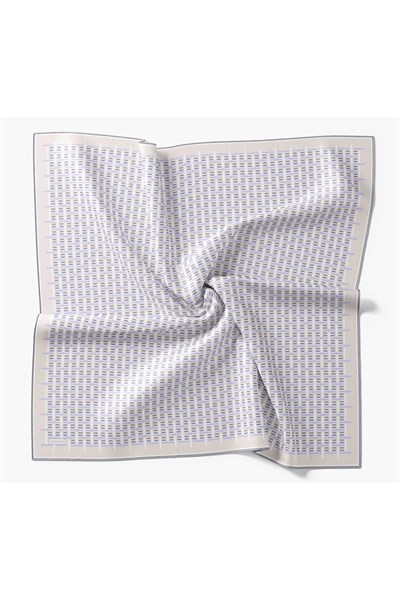 Twill İpek Eşarp Geometrik Bej