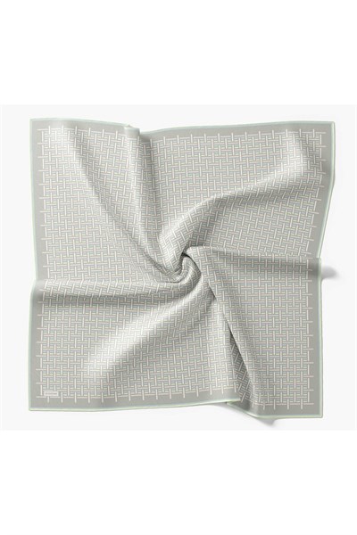 Twill İpek Eşarp Geometrik Gri