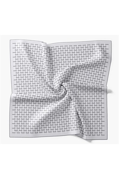 Twill İpek Eşarp Geometrik Gümüş