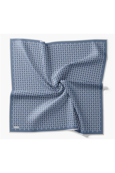 Twill İpek Eşarp Geometrik İndigo