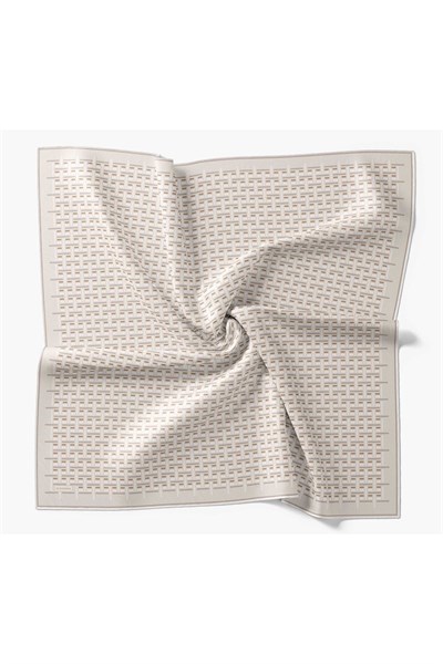 Twill İpek Eşarp Geometrik Krem