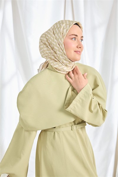Twill İpek Eşarp Geometrik Pudra