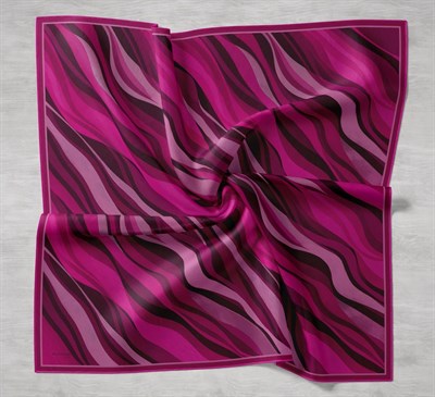 Twill İpek Eşarp Kıvrımlı Şerit Fuşya 90x90