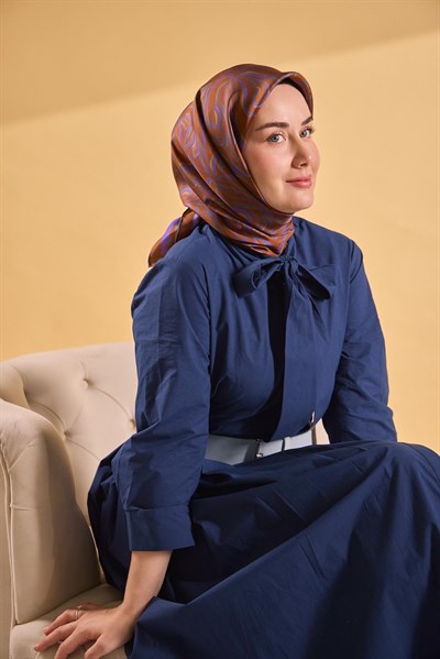 Twill İpek Eşarp Line Kiremit