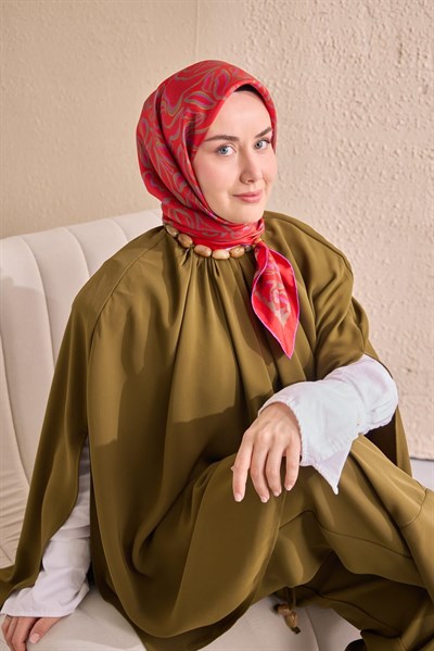 Twill İpek Eşarp Line Kırmızı
