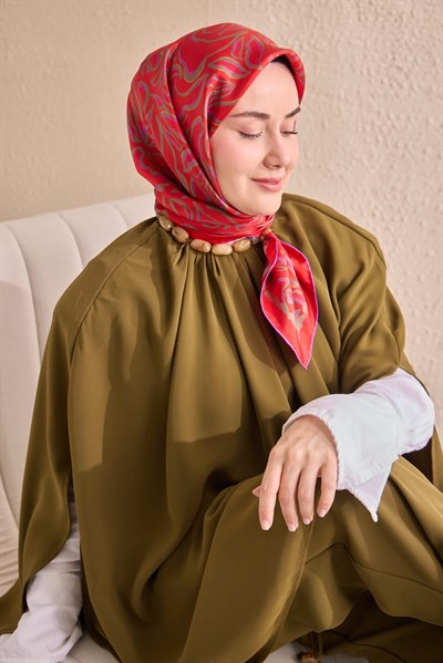 Twill İpek Eşarp Line Kırmızı