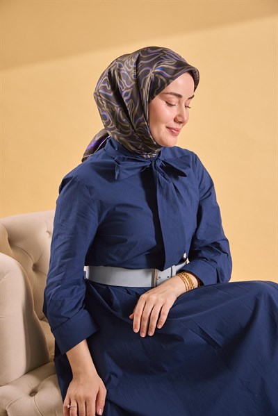 Twill İpek Eşarp Line Koyu Haki