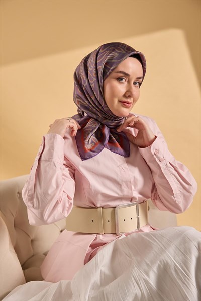 Twill İpek Eşarp Line Mor