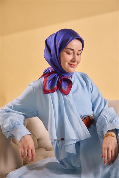 Twill İpek Eşarp Line Morcivert