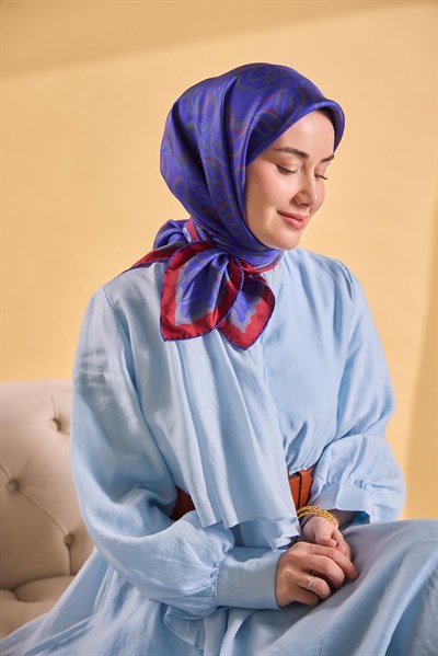 Twill İpek Eşarp Line Morcivert