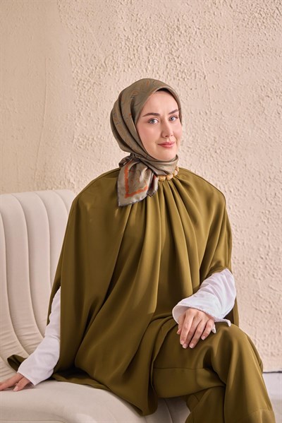 Twill İpek Eşarp Line Orman Yeşili