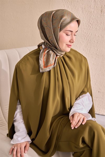 Twill İpek Eşarp Line Orman Yeşili