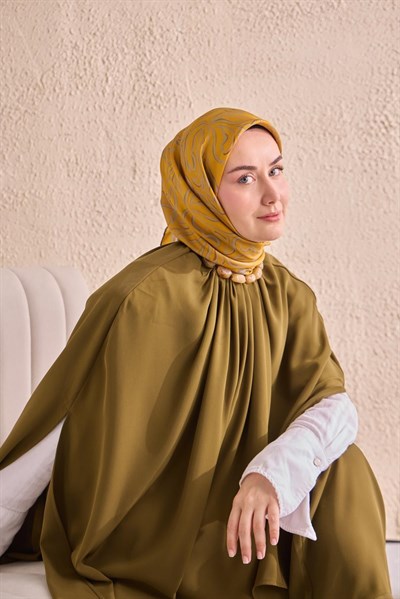 Twill İpek Eşarp Line Sarı