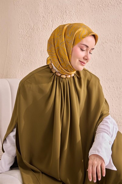 Twill İpek Eşarp Line Sarı