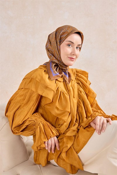 Twill İpek Eşarp Line Taba