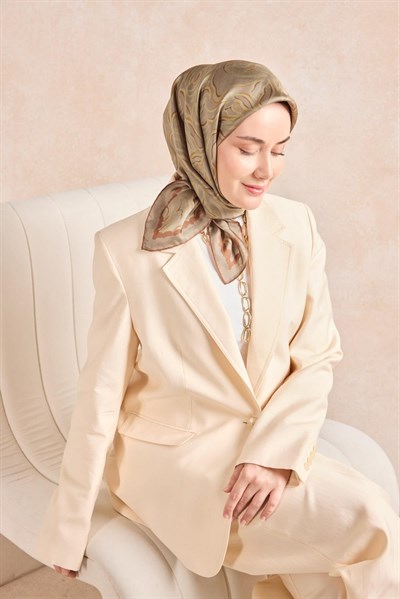 Twill İpek Eşarp Line Yeşil Vizon