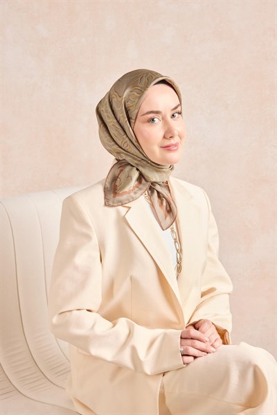 Twill İpek Eşarp Line Yeşil Vizon