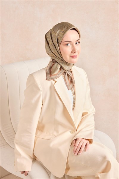 Twill İpek Eşarp Line Yeşil Vizon